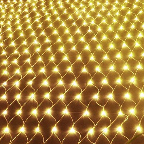 10x6.5Ft 320 LED Net Lights Indoor String Lights Party Christmas Xmas Wedding Home Garden Decorations 8 Modes for Flashing(Warm White)