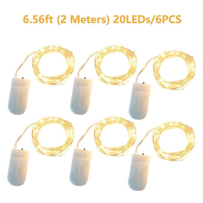 String Lights 6PCS Battery Operated Copper Wire Warm White Flexible Fairy Starry String Light for Party Wedding Birthday Christmas Thanksgiving Holiday Festival Patio Garden Home Decoration VIVOFOCUS